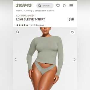 NWT skims new vintage cotton jersey long sleeve tee size S Mineral green